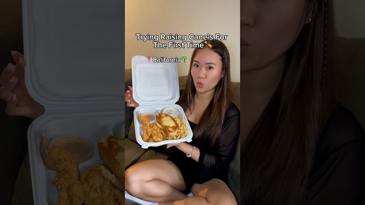 We tried Raising Cane’s fried chicken for the first time🤤 #couple #couples #foodie #foodlover #food
