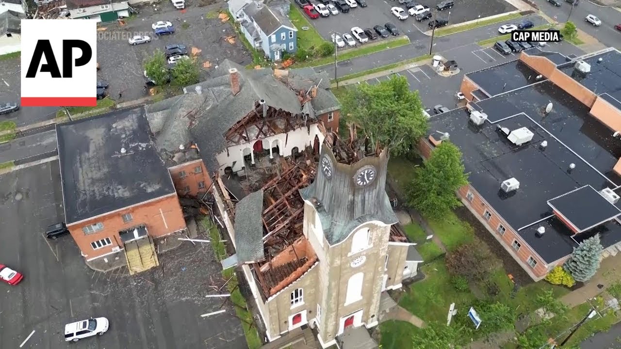 Aerial video shows tornado damage in Rome, New York