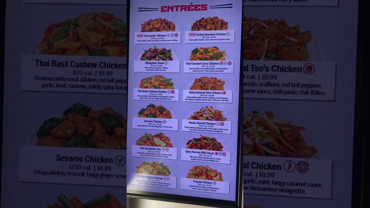 Pei Wei menu. #menu #food