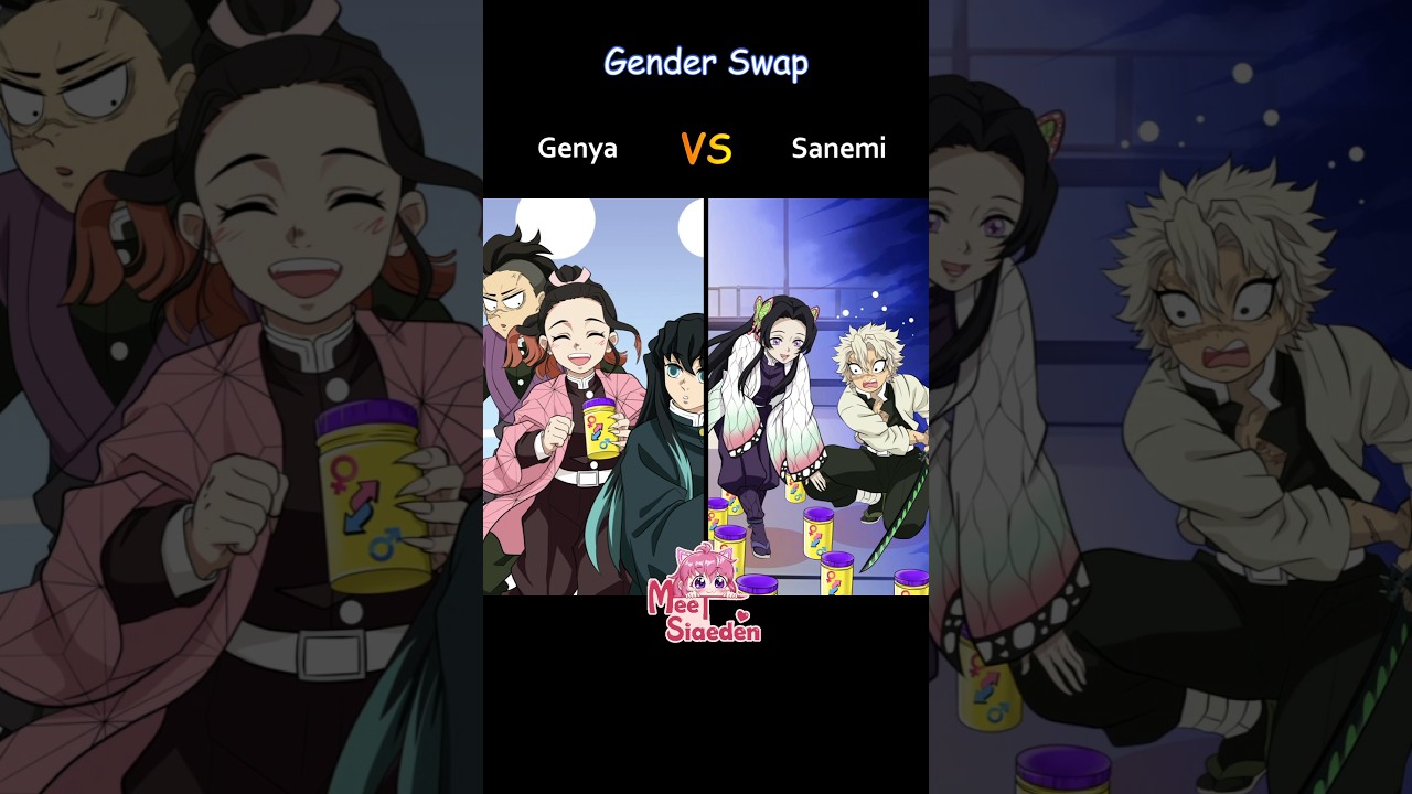 GENDER SWAP♀️🔁♂️ Genya VS Sanemi | #KimetsuNoYaiba 性別交換 #DemonSlayer