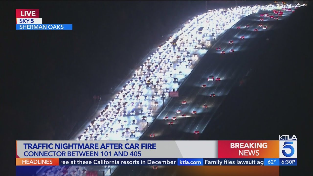 Connector between 101 and 405 is closed due to car fire