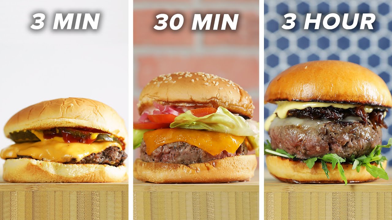 3-Minute Vs. 30-Minute Vs. 3-Hour Burger • Tasty