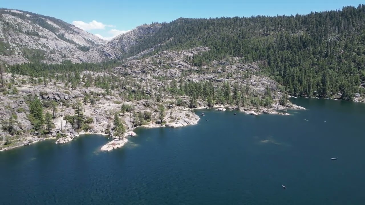 Pinecrest Lake, CA. Aerial Video. 4K.