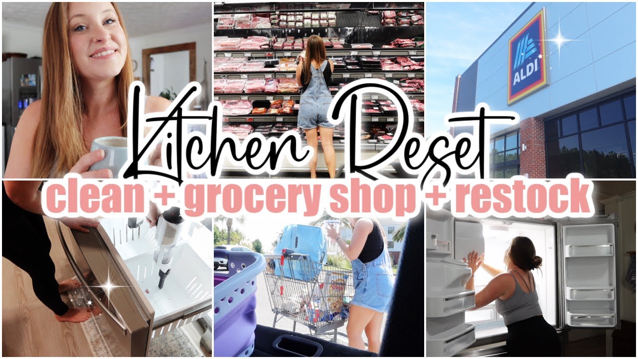✨ 🛒 KITCHEN RESET • deep clean with me • grocery shop • restock